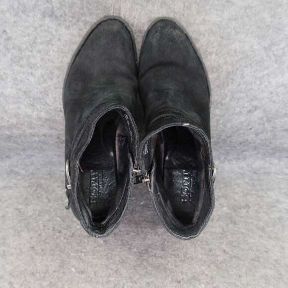 Born Shoes Womens 6 Booties Morocco Leather Distressed Buckle Strap Black Zip - Picture 10 of 16